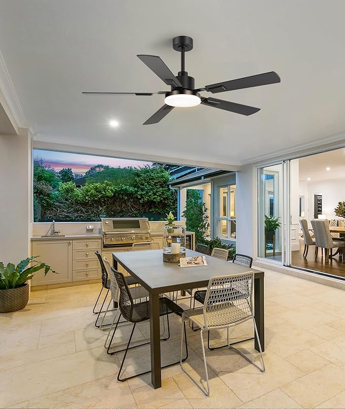 ZYD Ceiling Fans with Lights, 52 Inch Ceiling Fan with Light and Remote, Farmhouse Ceiling Fan with Light Quiet Reversible DC Motor, Dual-Finish LED Ceiling Fans with Lights for Living Room, Bedroom