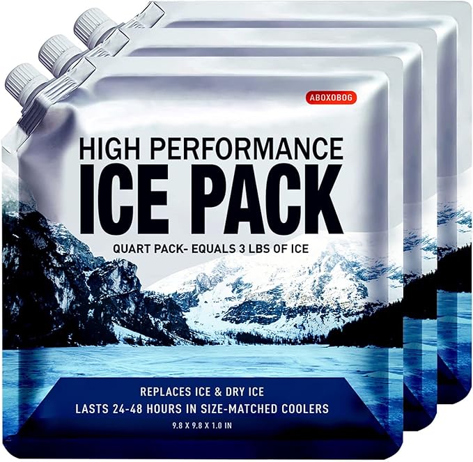 Reusable Ice Packs for Coolers Long Lasting Gel Freezer Packs for Cooler Bag Backpacks, Lunch Box, Cooler Bag, Keeps Food Cold Fresh (Set of 3)