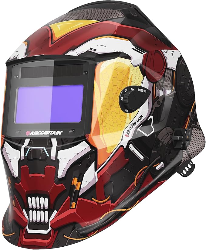 ARCCAPTAIN True Color Welding Helmet, 4 Arc Sensor Auto Darkening Welding Hood, Solar Powered Welding Mask, 1/1/1/1 Top Optical Clarity Welder Helmet, Wide Shade 4/9-13 for TIG MIG ARC， color15