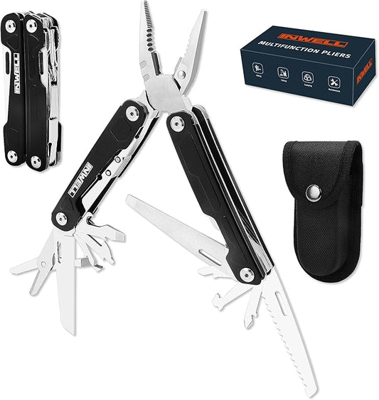 16-in-1 Multitool Pliers, Portable Camping Multi Tool with Safety Lock, Outdoor Survival Gear for Hiking, Hunting, Backpacking