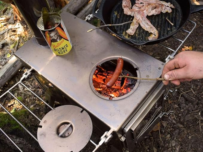 Winnerwell Nomad Large Tent Stove | Portable Wood Burning Stove for Tents, Shelters, and Camping | 1500 Cubic Inch Firebox | Precision Stainless Steel Construction | Includes Chimney Pipe