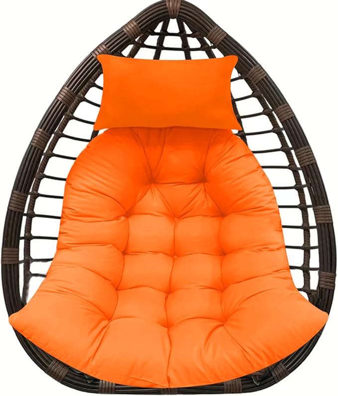 Thicken Hanging Basket Seat Cushion with Headrest, Hammock Swing Chair Cushions, Soft Egg Patio Chair Cushion with High Elasticity PP Cotton, for Indoor and Outdoor Garden Offices (with Pillow)