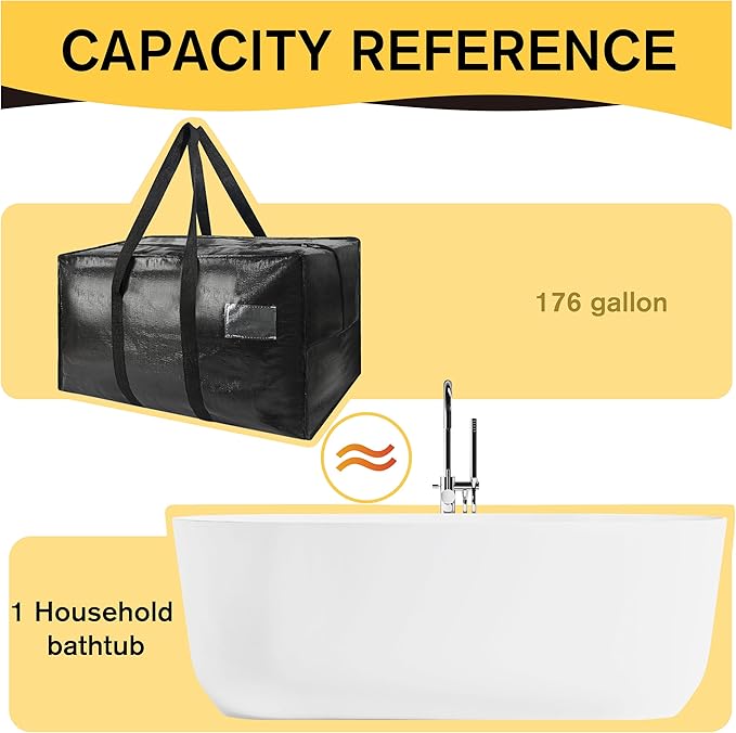 Heavy Duty Extra Large Moving Bags,176 Gallon Jumbo Packing Bags,Huge Moving Storage Bags with Strong Zippers & Carrying Handles,Reusable Big Moving Storage Bags for College Dorm Travel 1Pack