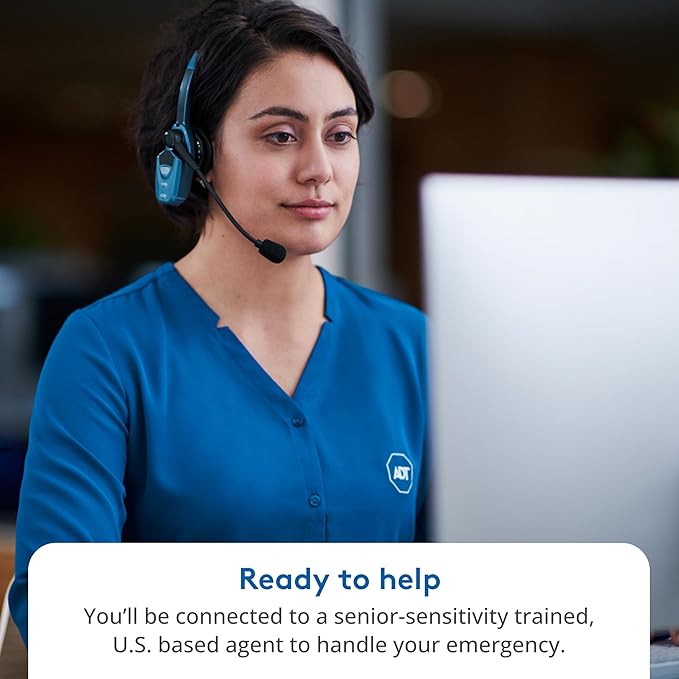 ADT Medical Alert Plus - in-Home Medical Alert System for Seniors - Cellular 4G Coverage, 600ft Pendant Range, Home Temperature Monitoring, 24/7 U.S. Based Monitoring (Fall Detection Pendant)