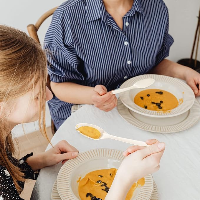 Gezond Compostable Spoons 300 Pack 6.7 Inch Disposable Spoons No Plastic Biodegradable Cutlery Set Heavy-duty for Party Wedding Camping Office Picnic