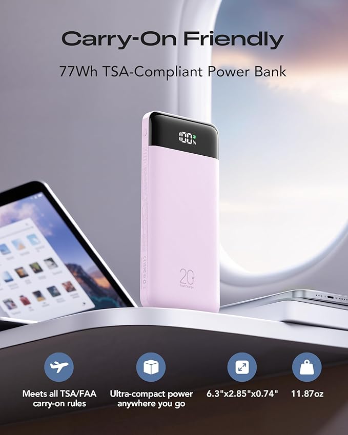 20000mAh Power Bank Fast Charging, Portable Charger with 4 Built-in Cables & 6 Outputs, 20W PD USB C Battery Pack Compatible with iPhone 16/15, Galaxy, Android, iPad & More (Travel Essential)