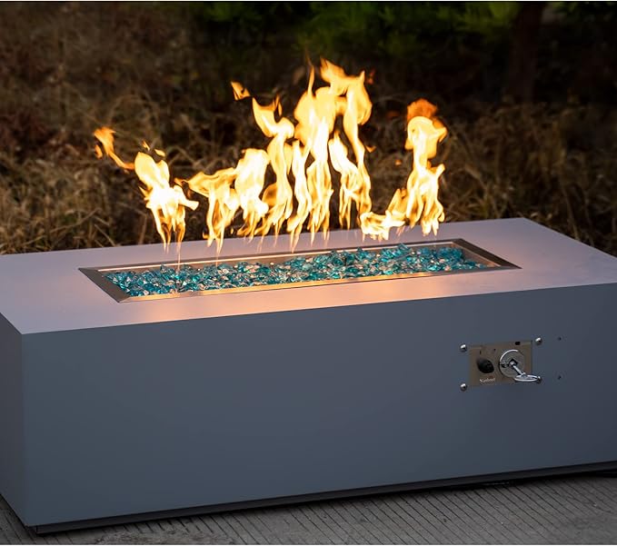 Stanbroil 24" x 8" Upgrade Rectangle Fire Pit Jet Burner Pan, 304 Stainless Steel Natural & Propane Gas Firepit for Outside, High Flame, 90k BTU Max