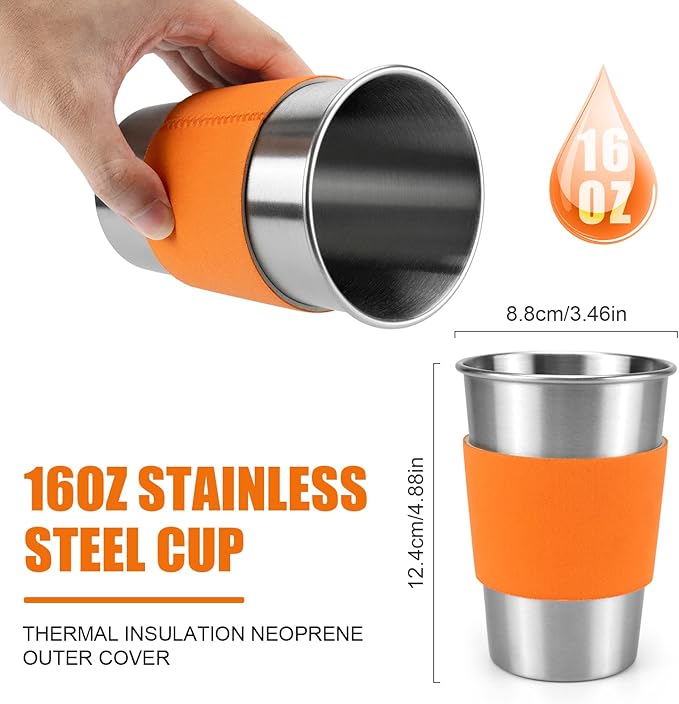 Odoland Camping Cookware Stove Carabiner Canister Stand Tripod and Stainless Steel Cup, Tank Bracket, Fork Spoon Kit for Backpacking, Outdoor Camping Hiking and Picnic