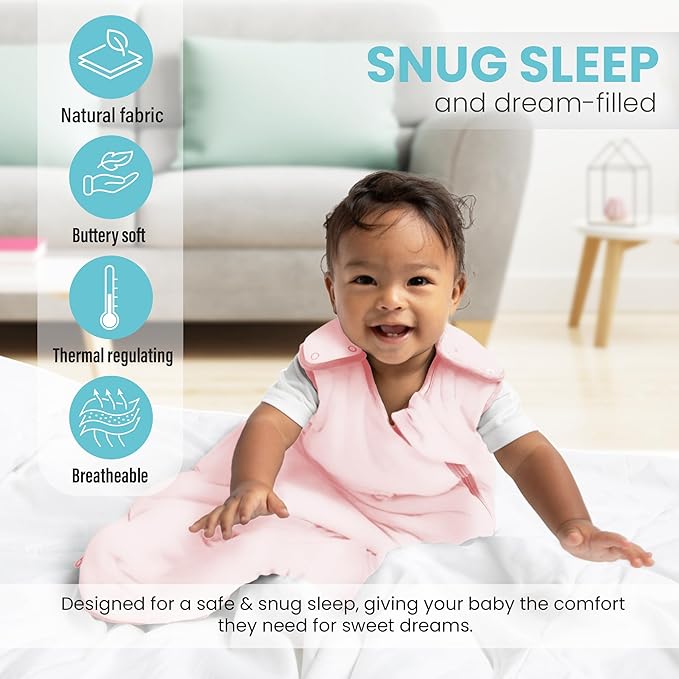 Rayon Made from Bamboo Sleep Sack 1.0 TOG 18-36 Months Unisex Baby Sleeping Bag with 2-Way Zipper Breathable Wearable Blanket Baby