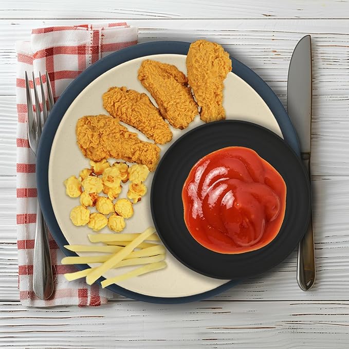 40Pack plates and bowls sets for dinner - Unbreakable wheat straw dinnerware sets service for 8 - Alternative plastic 40pcs dish sets for camping,picnic and R.V. - (Black & Grey)