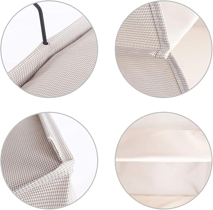 Hanging Closet Organizer and Storage, Foldable 4-Shelf Wardrobe Clothes Shelves Organizer, Imitation Linen Fabric, Beige Houndstooth