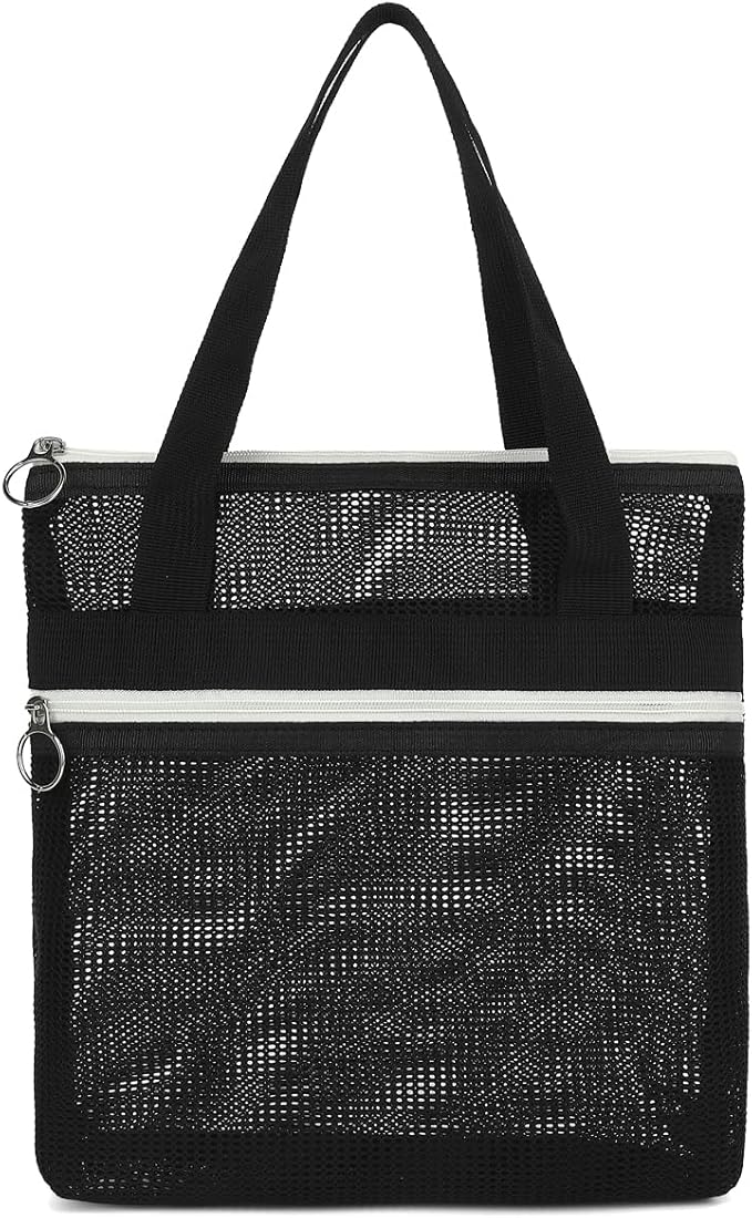 Mesh Shower Caddy Portable Shower Bag for Travel, Gym, Camping – Quick-Dry Hanging Toiletry Organizer with Zipper Pockets for Bathroom Essentials,Black