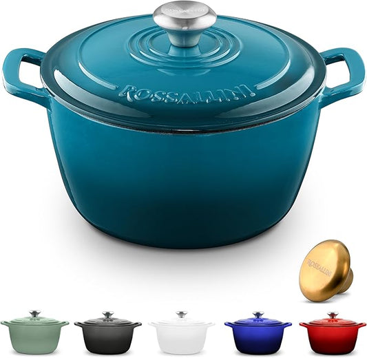 Enameled Cast Iron Round Dutch Oven - Parent (7.4Q (7L), Ocean Blue)