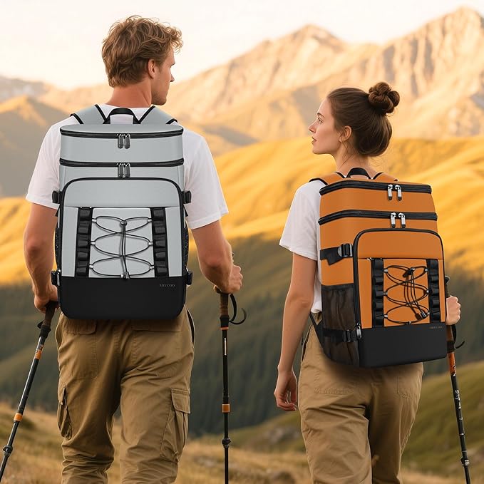 Cooler Backpack - 40 Cans Insulated Backpack Cooler for Men & Women, Portable 2 Leak Proof Compartments Coolers Bag for Beach Travel Picnic Lunch Hiking BBQ Camping - MIYCOO