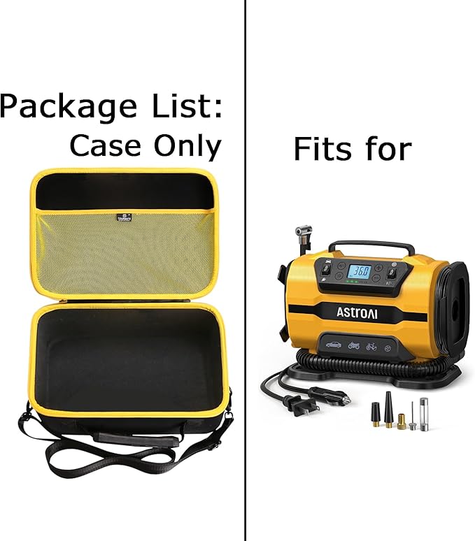 Hard Storage Case for AstroAI Tire Inflator Portable - Air Compressor Pump 150PSI 12V DC/110V AC,Portable EVA Case(Only Case), Black