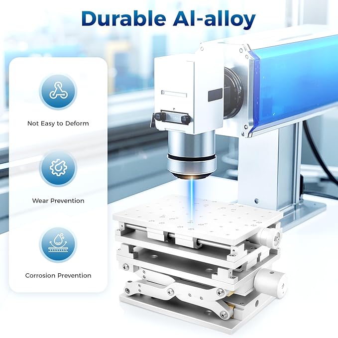 3 Axis Aluminum XYZ Workbench Manual Linear Stage 3D DIY Expandable Lifting Marking Machine with Polished Lifting Platform Portable Aluminum Alloy Working Table 210 × 150 mm