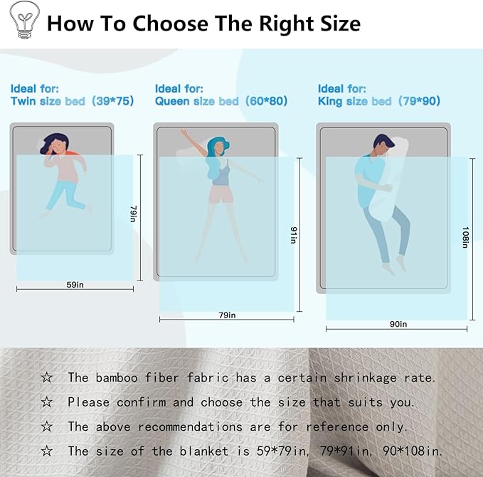 AmyHomie Cooling Blanket Queen Size, 100% Rayon Derived from Bamboo, Ultra-Cool Summer Blanket for Hot Sleepers, Breathable Soft Lightweight Blankets for All Seasons(Light Gray, 90×90in)