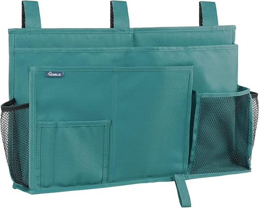 Surblue Caddy Hanging Organizer Bedside Storage Bag for Bunk and Hospital Beds, Teal, L