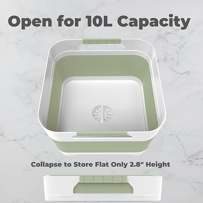 Wash Basin for Baby Bottles, Versatile Wash Tub for Kitchen, RV, Outdoor Camping Sink, Sturdy Bottle Tub Easy to Clean (Green)