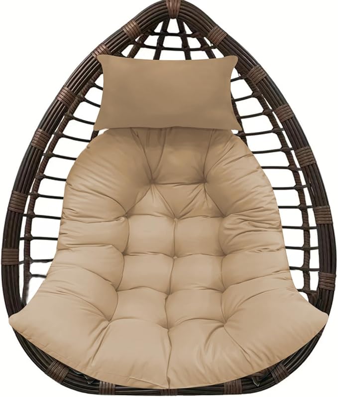Thicken Hanging Basket Seat Cushion with Headrest, Hammock Swing Chair Cushions, Soft Egg Patio Chair Cushion with High Elasticity PP Cotton, for Indoor and Outdoor Garden Offices (with Pillow)