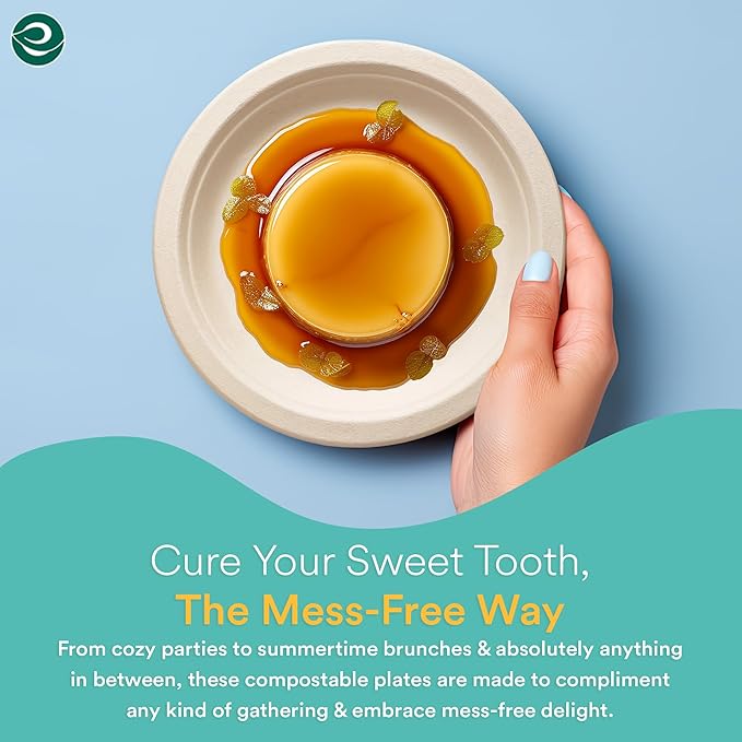 ECO SOUL 100% Compostable 6 Inch Small Paper Plates 400 [4x100 Pc] Disposable Bulk Party Heavy Duty, Eco-Friendly, Appetizer, Dessert, Wedding Plates I Biodegradable Unbleached Sugarcane Eco Plates