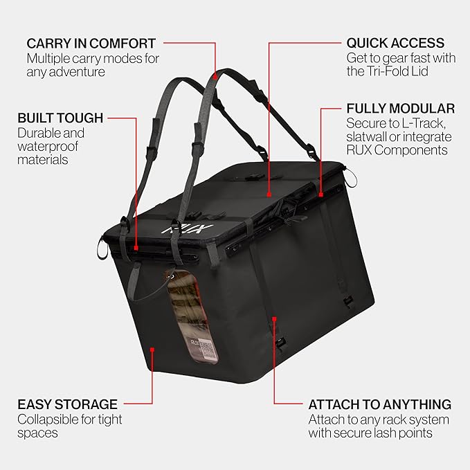 70L Collapsible Gear Box (Black) - Modular Adventure Storage Solution for Camping Storage, Overlanding, Off-Road and Van Life - Weatherproof, Durable and Multifunctional