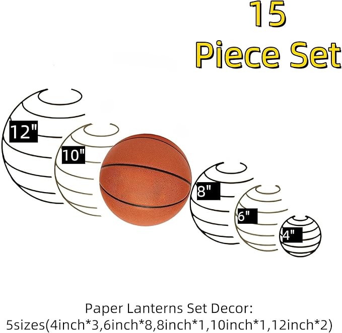 Pink Orange Paper Lanterns Decorative 15pcs Party Hanging Decorations for Bachelorette Wedding Birthday Baby Shower Graduation Anniversary Themed Room Decor