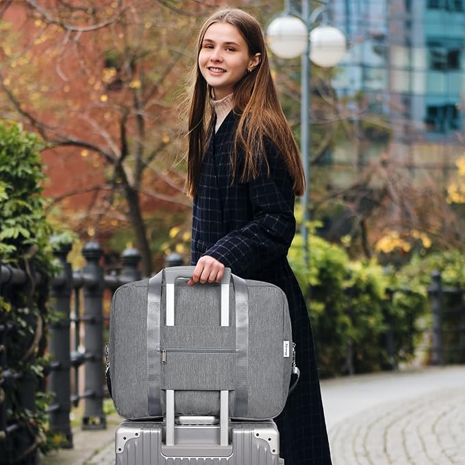 For Spirit Airlines Personal Item Bag 18x14x8 Foldable Travel Duffel Bag Underseat Carry on Luggage for Women and Men 30L (Grey)