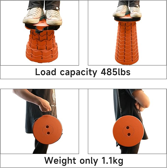 FoldingStool Colorful Stool Body Portable Collapsible Stool Seat Max Load Capacity 397lbs, Telescopic Folding Stools Retractable Stools for Adult Camping Hiking Travel Outdoor BBQ