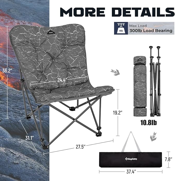 KingCamp Butterfly Chair Oversized XL Camping Chairs for Adults Padded Folding Comfy Camp Chairs 300lbs Heavy Duty with High Back for Bedroom Living Room Dorm Rooms Outdoor Patio Lawn