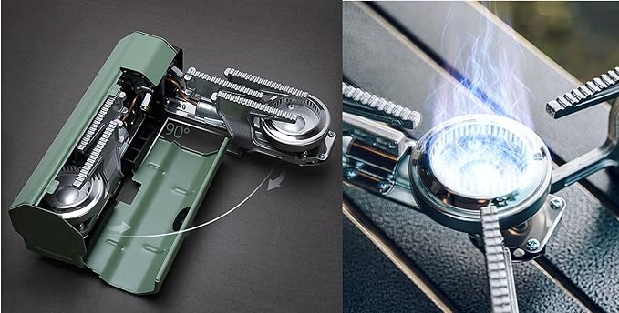 ONLYFIRE OUTDOOR LIVING Foldable Camping Stove with Storage Bag, Portable Butane Stove with Bottle Opener, Gas Stove for Picnic, Backpacking Hiking, Adventure, Car Travel, RV Trip, Emergency, GS330