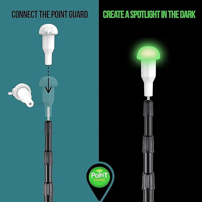 Telescoping Tarp Poles Set of 2 – Adjustable Aluminum Rods for Tents and Tarps –Tarp Pole Light, USB Rechargeable LED Point Guard for Camping, Hiking, Biking, Fishing, Festivals, Parti