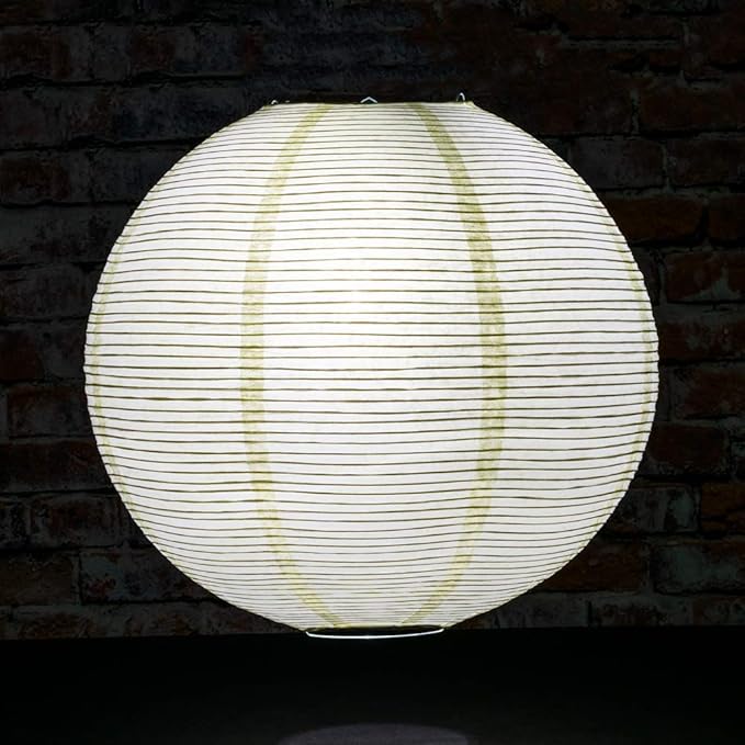 PaperLanternStore.com 12 Inch Biege/Ivory Fine Line Premium Even Ribbing Paper Lantern, Extra Sturdy