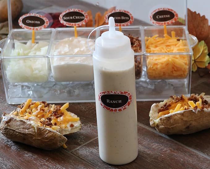 Oaklyn Reusable Squeeze Bottles 16oz 6 Pack - Leak Proof, BPA-Free Plastic Bottles for Sauces & Liquids, Easy to Clean