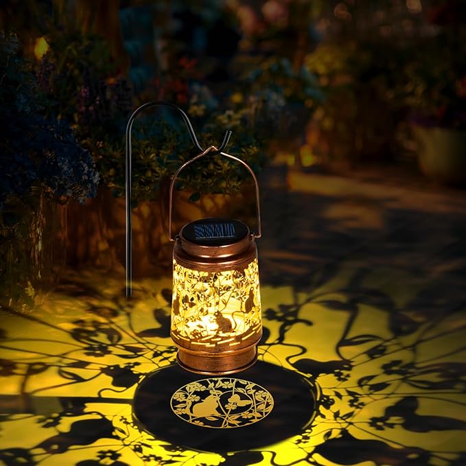 Solar Lanterns Outdoor Waterproof, Cat Garden Decor for Yard Porch Lawn Patio Pathway, Hanging Solar Lights Birthday Gifts for Women Mom Grandma Sister Friend