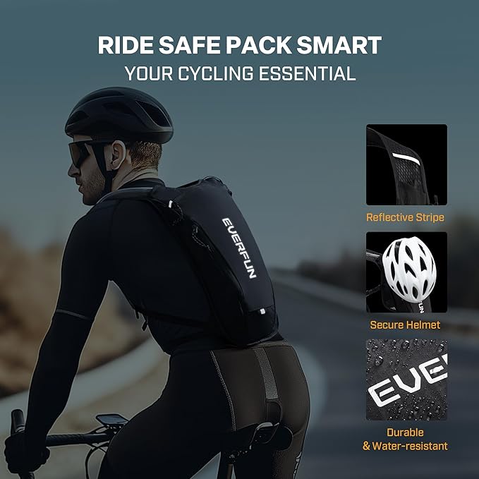 EVERFUN Hydration Backpack Running Vest Small Hiking Water Backpack with 1.5L Water Bladder for Women Men, Lightweight Reflective Dayhike Hydro Pack for Trail Running, Biking, Race, Marathons