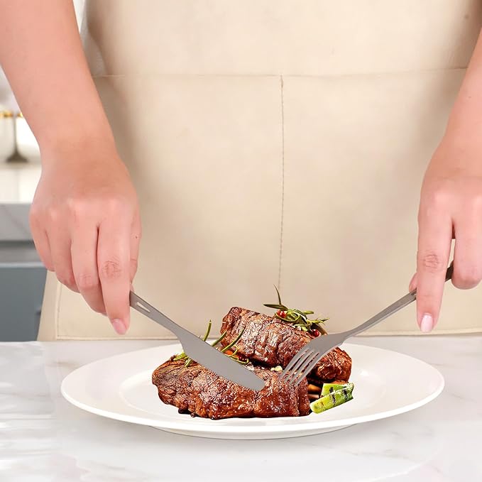 Pure Titanium Utility Cutlery Set, Portable tableware titanium utensil set with case, Pure Titanium Table Spoon Fork Chopsticks Knife set for Outdoor Travel Camping Backpacking (Total 5 PCS)