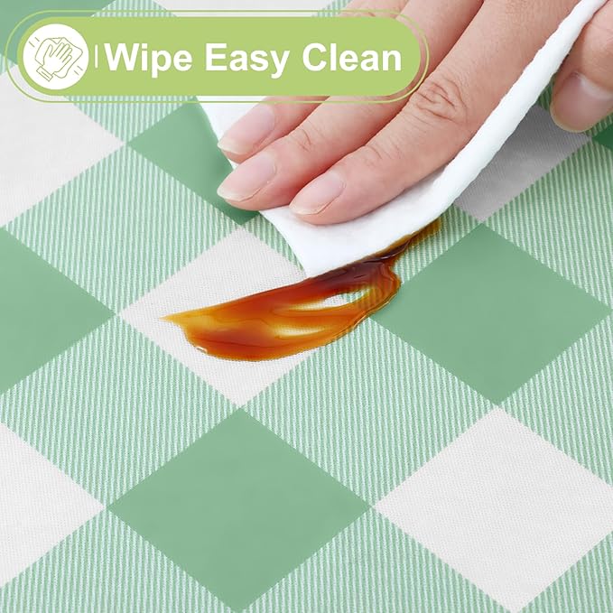 Smiry Rectangle Table Cloth, Waterproof Vinyl Tablecloth with Flannel Backing, Wipeable Buffalo Plaid Table Cover for Indoor and Outdoor (Sage Green & White, 54"x78")