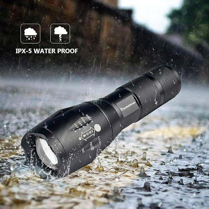 Pocketman LED Tactical Flashlight Super Bright LED Flashlights Portable Outdoor Water Resistant Torch with 5 Light Modes（10Pack）