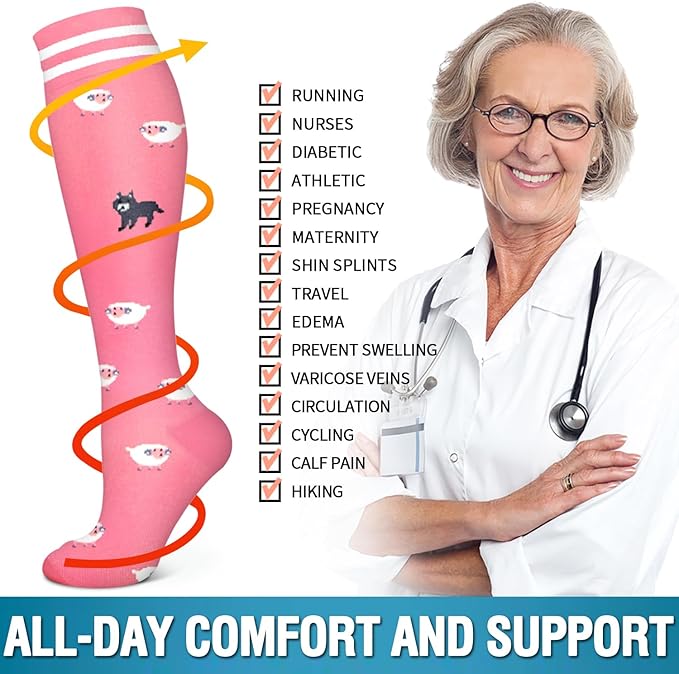 6 Pack Copper Compression Socks for Women and Men Circulation-Best Support for Medical, Running,Nursing,Athletic