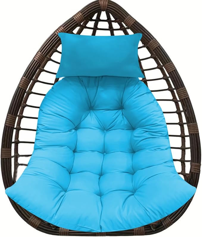 Thicken Hanging Basket Seat Cushion with Headrest, Hammock Swing Chair Cushions, Soft Egg Patio Chair Cushion with High Elasticity PP Cotton, for Indoor and Outdoor Garden Offices (with Pillow)