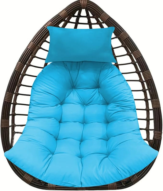Thicken Hanging Basket Seat Cushion with Headrest, Hammock Swing Chair Cushions, Soft Egg Patio Chair Cushion with High Elasticity PP Cotton, for Indoor and Outdoor Garden Offices (with Pillow)