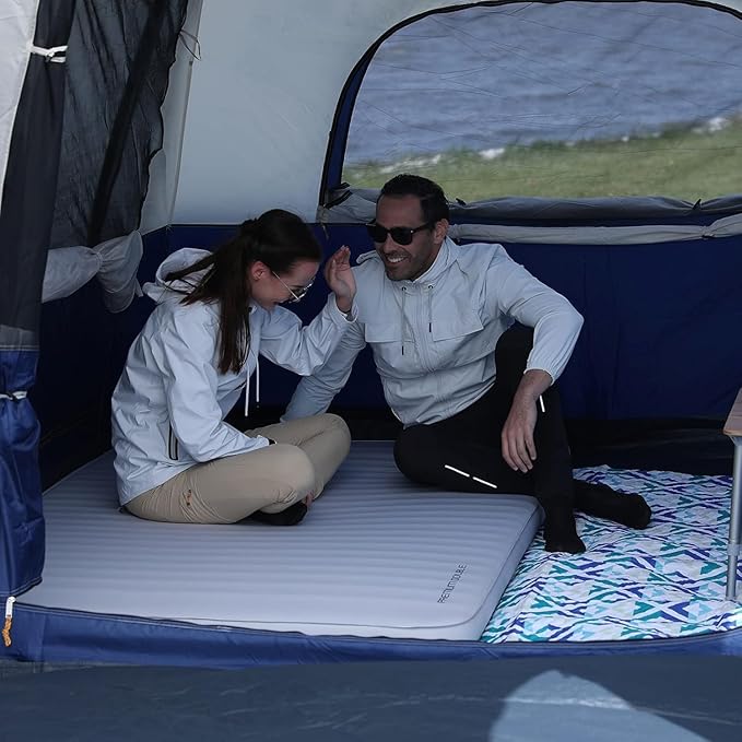 KingCamp Self Inflating Camping Pad, Ultra 6" Thick or Ideal 3" Thcik High R Value Air & Foam Camping Mattress, Full Size Double Sleeping Pad 2 Person for Camp Tent Outdoor Car, Multi Colors, PVC Free