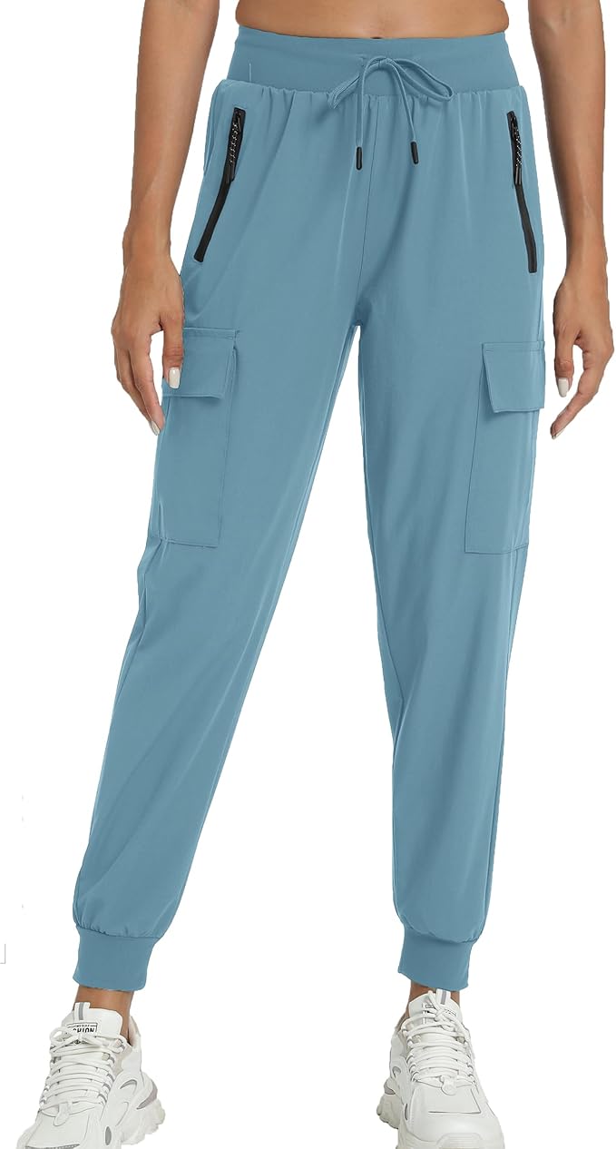 Kcutteyg Womens Water Resistant Hiking Pants with Pockets Quick Dry Soft Athletic Workout Joggers Pants for Camping Travel