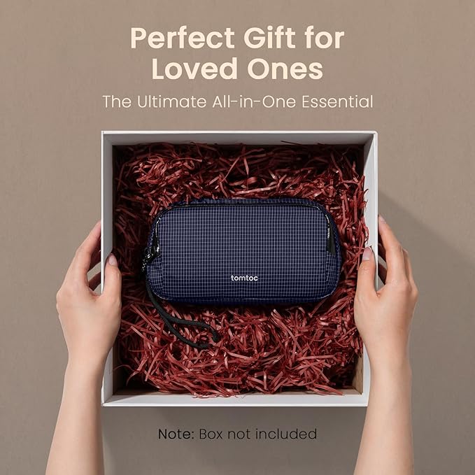 tomtoc Electronic Organizer Travel Case Performance, Water Resistant Dual Compartment Cable Organization Storage Bag for Charger, Cord, Phone, Hard Drive, Power Bank, Accessories Travel Essentials