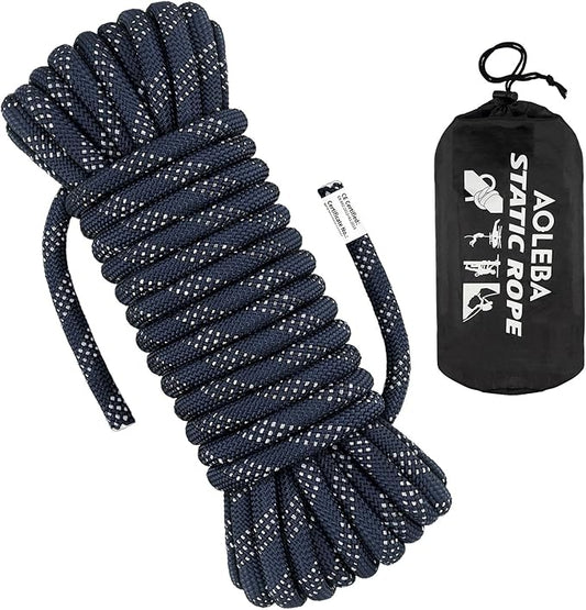 AOLEBA 10.5 mm Static Climbing Rope 10M(32ft) 20M(64ft) 30M(96ft) 50M(160ft) 70M(230ft) Outdoor Rock Climbing Rope, Escape Rope Ice Climbing Equipment Fire Rescue Parachute Rope