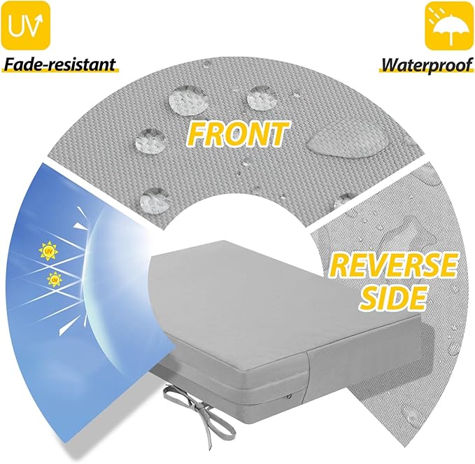 AAAAAcessories Outdoor Seat Cushions for Chairs, Waterproof, Fade-Resistant Patio Furniture Replacement Cushions, 18.5" x 16" x 3", Set of 2, Gray