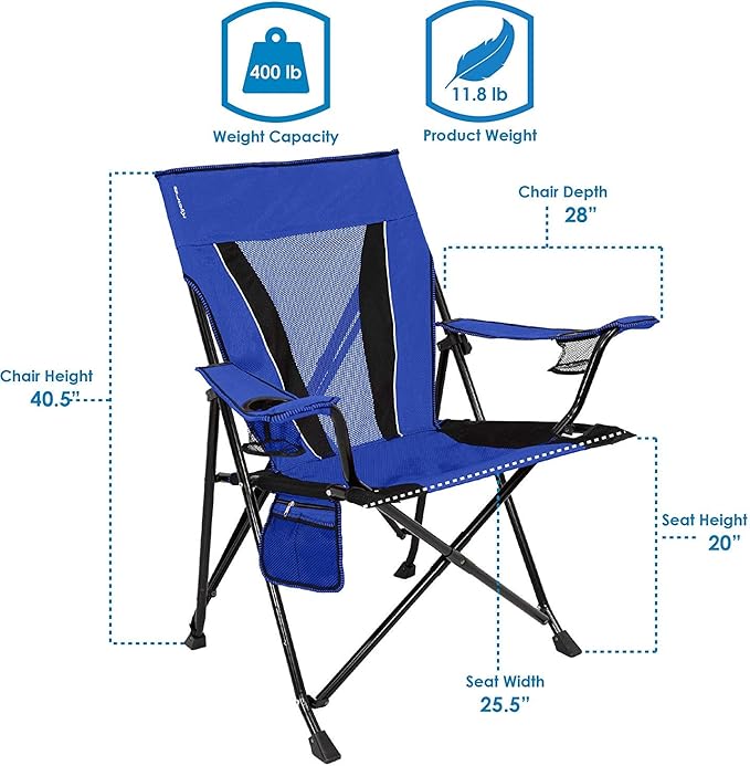 Kijaro XXL Dual Lock Portable Camping Chair - Supports Up to 400lbs - Enjoy The Outdoors in a Versatile Folding Sports & Outdoor Chair