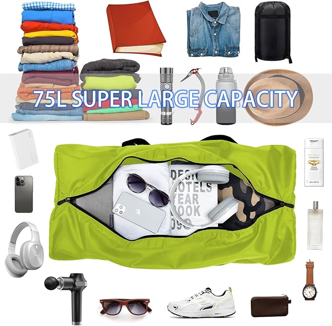 Foldable Duffel Bag 30" / 75L Lightweight with Water Rresistant for Travel-Light Green