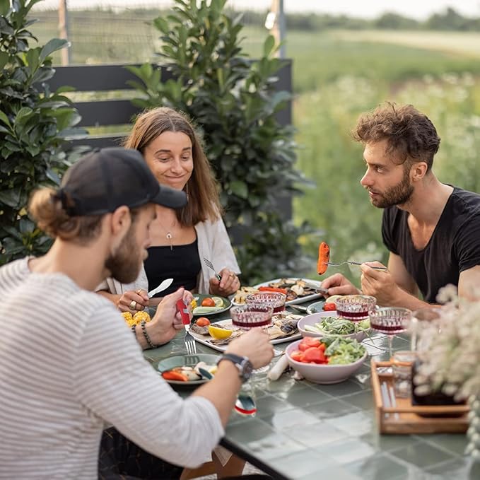 4-in-1 Portable Foldable Utensil Set Compact Knife Fork Spoon Bottle Opener Kit Stainless Steel Utensils for Camping Hiking Travel (Black + Green)